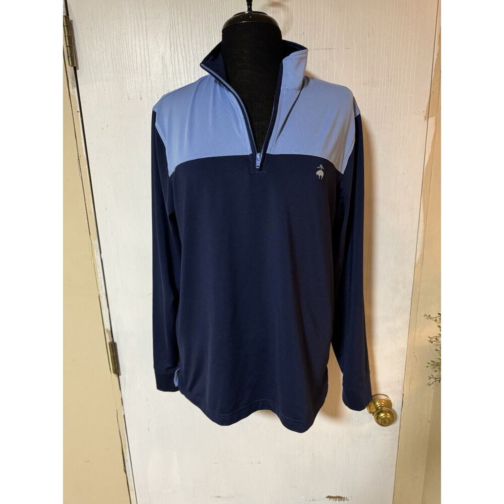 BROOKS BROTHERS Mens Sz Medium 1/2 Zip blue Pullover Shirt Logo Long Sleeved